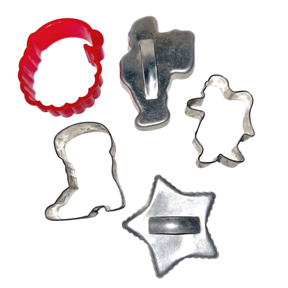 5 Christmas Cookie Cutters: Santas, Star, Boot